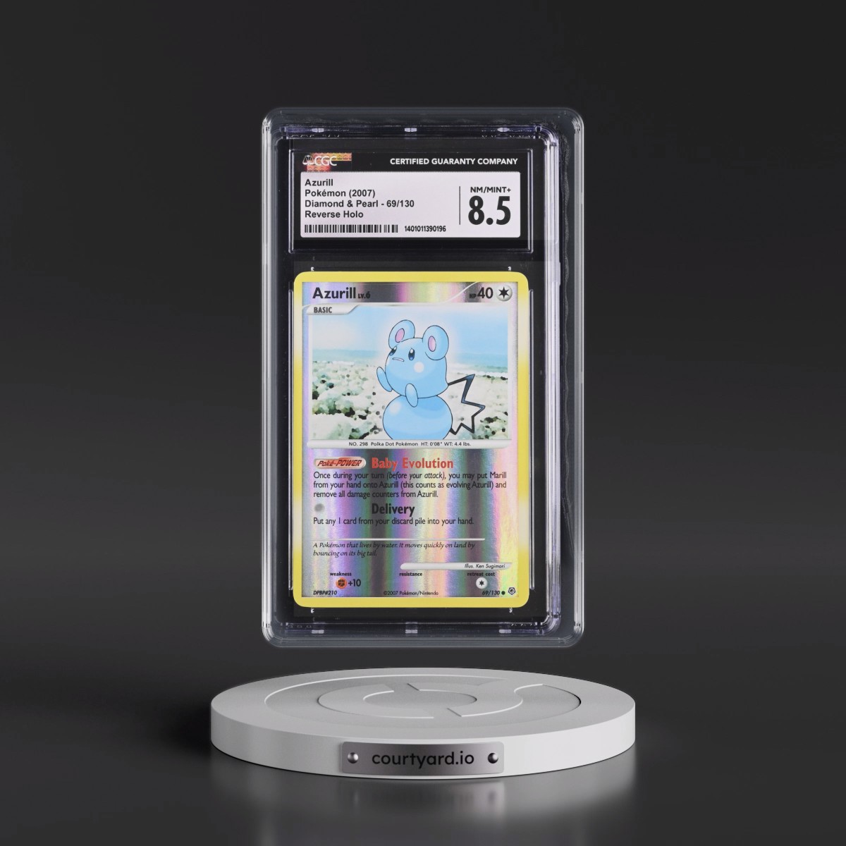 2007 Diamond & Pearl #69/130 Azurill - Reverse Holo (CGC 8.5 NM-MT+)