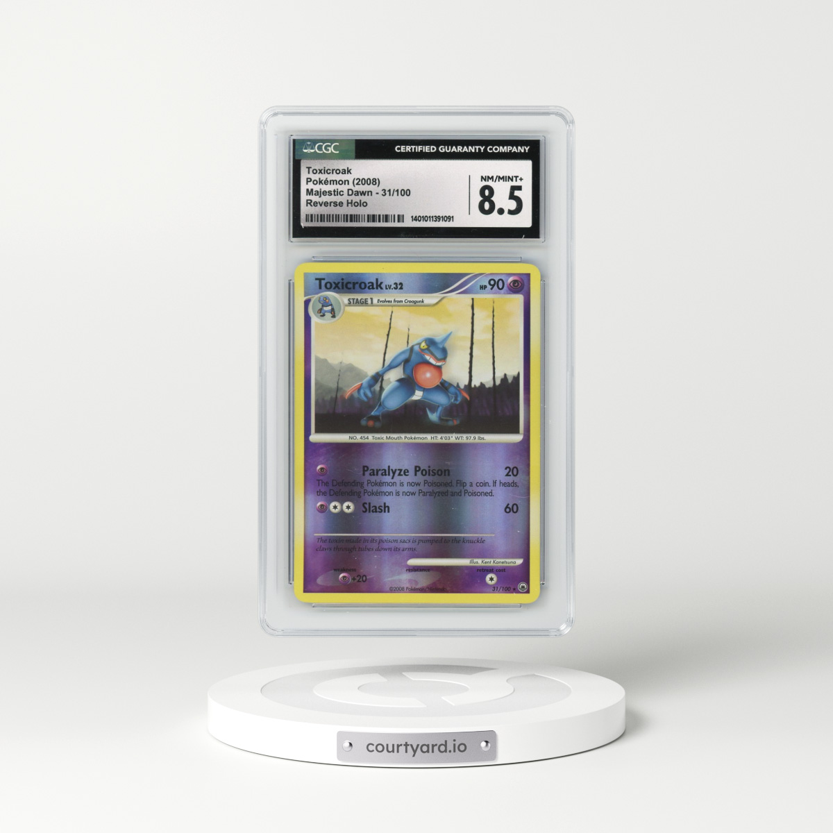 2008 Majestic Dawn #31/100 Toxicroak - Reverse Holo (CGC 8.5 NM-MT+)