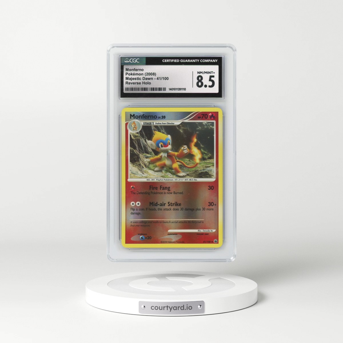 2008 Majestic Dawn #41/100 Monferno - Reverse Holo (CGC 8.5 NM-MT+)