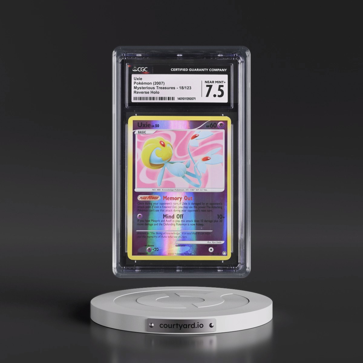 2007 Mysterious Treasures #18/123 Uxie - Reverse Holo (CGC 7.5 NM+)