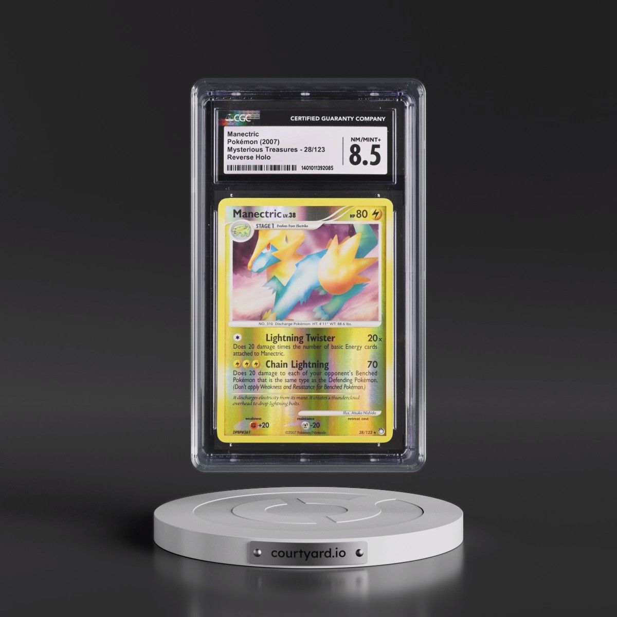 2007 Mysterious Treasures #28/123 Manectric - Reverse Holo (CGC 8.5 NM-MT+)