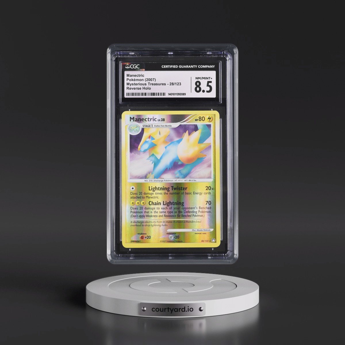 2007 Mysterious Treasures #28/123 Manectric - Reverse Holo (CGC 8.5 NM-MT+)