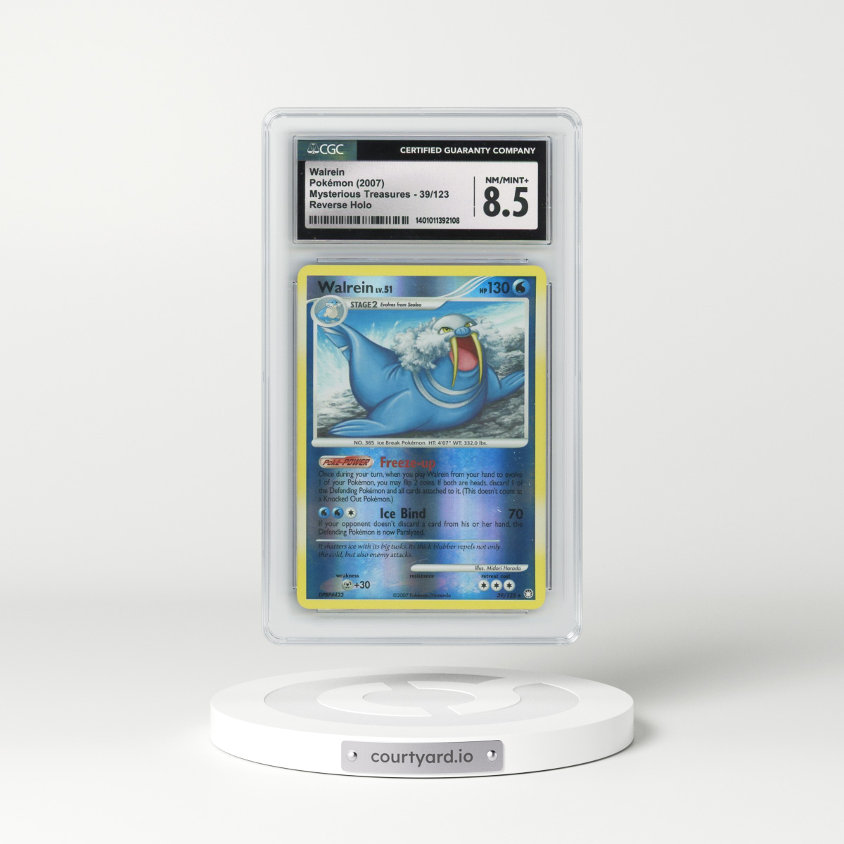 2007 Mysterious Treasures #39/123 Walrein - Reverse Holo (CGC 8.5 NM-MT+)