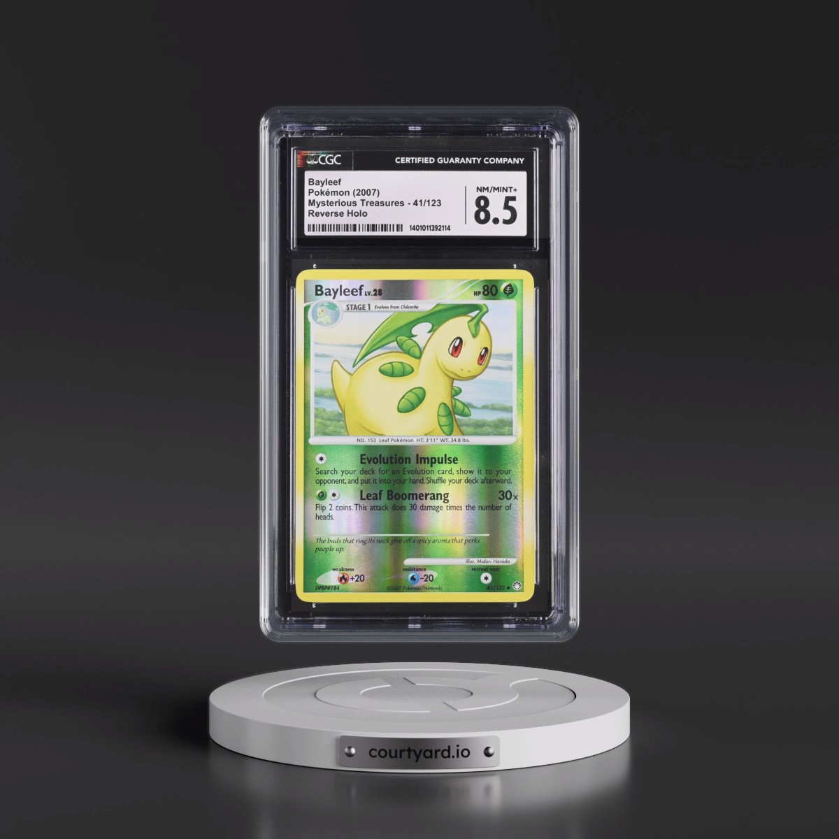 2007 Mysterious Treasures #41/123 Bayleef - Reverse Holo (CGC 8.5 NM-MT+)