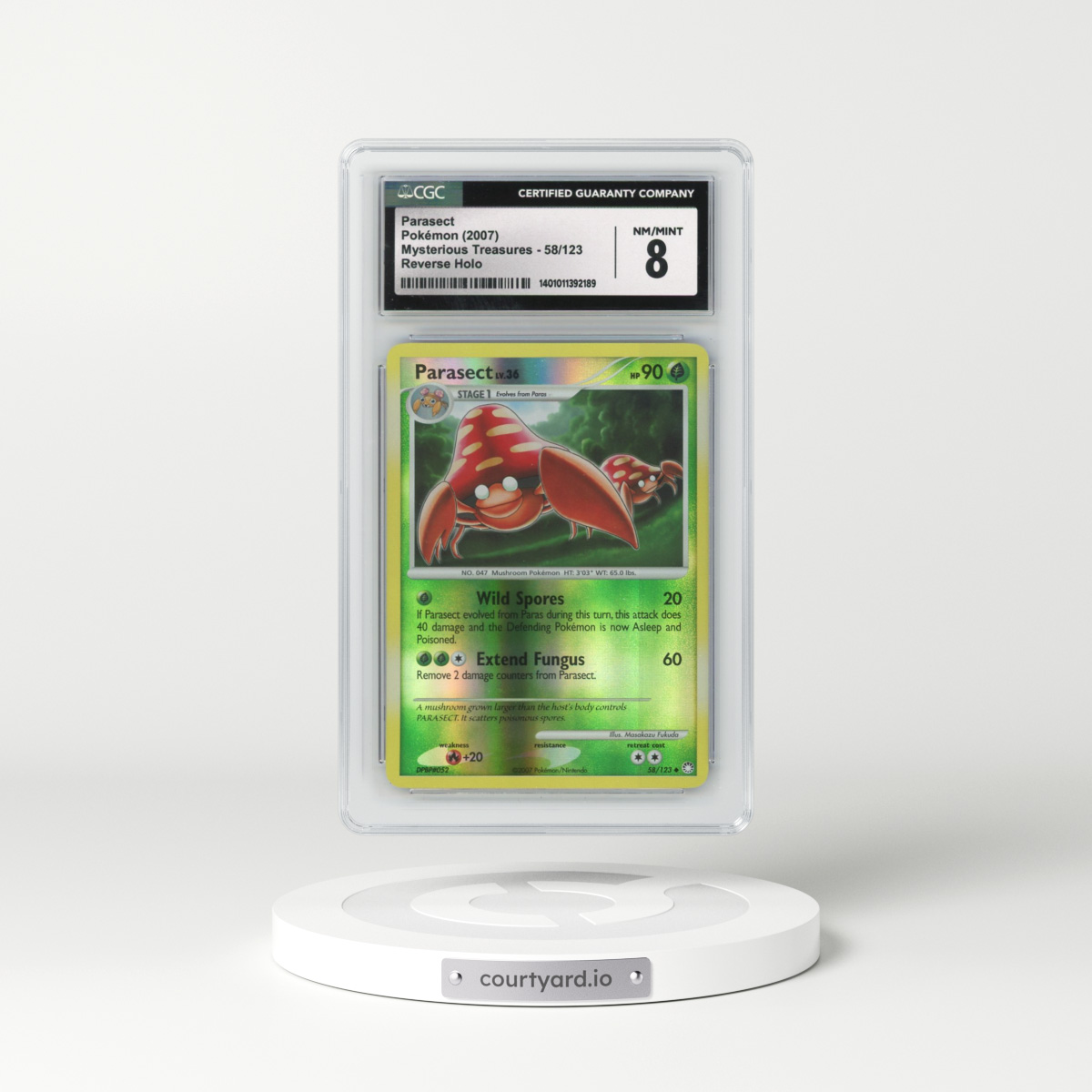 2007 Mysterious Treasures #58/123 Parasect - Reverse Holo (CGC 8 NM-MT)