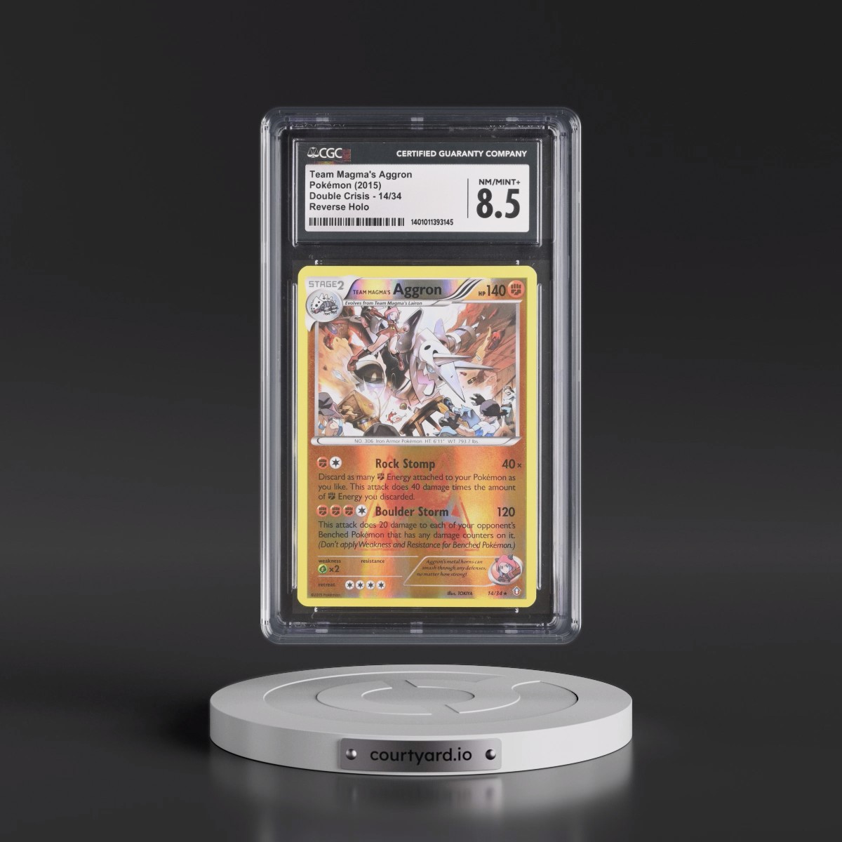 2015 Double Crisis #14/34 Team Magma's Aggron - Reverse Holo (CGC 8.5 NM-MT+)