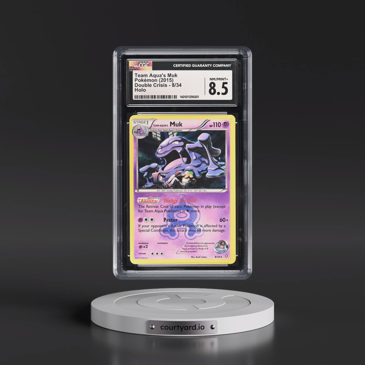 2015 Double Crisis #8/34 Team Aqua's Muk - Holo (CGC 8.5 NM-MT+)