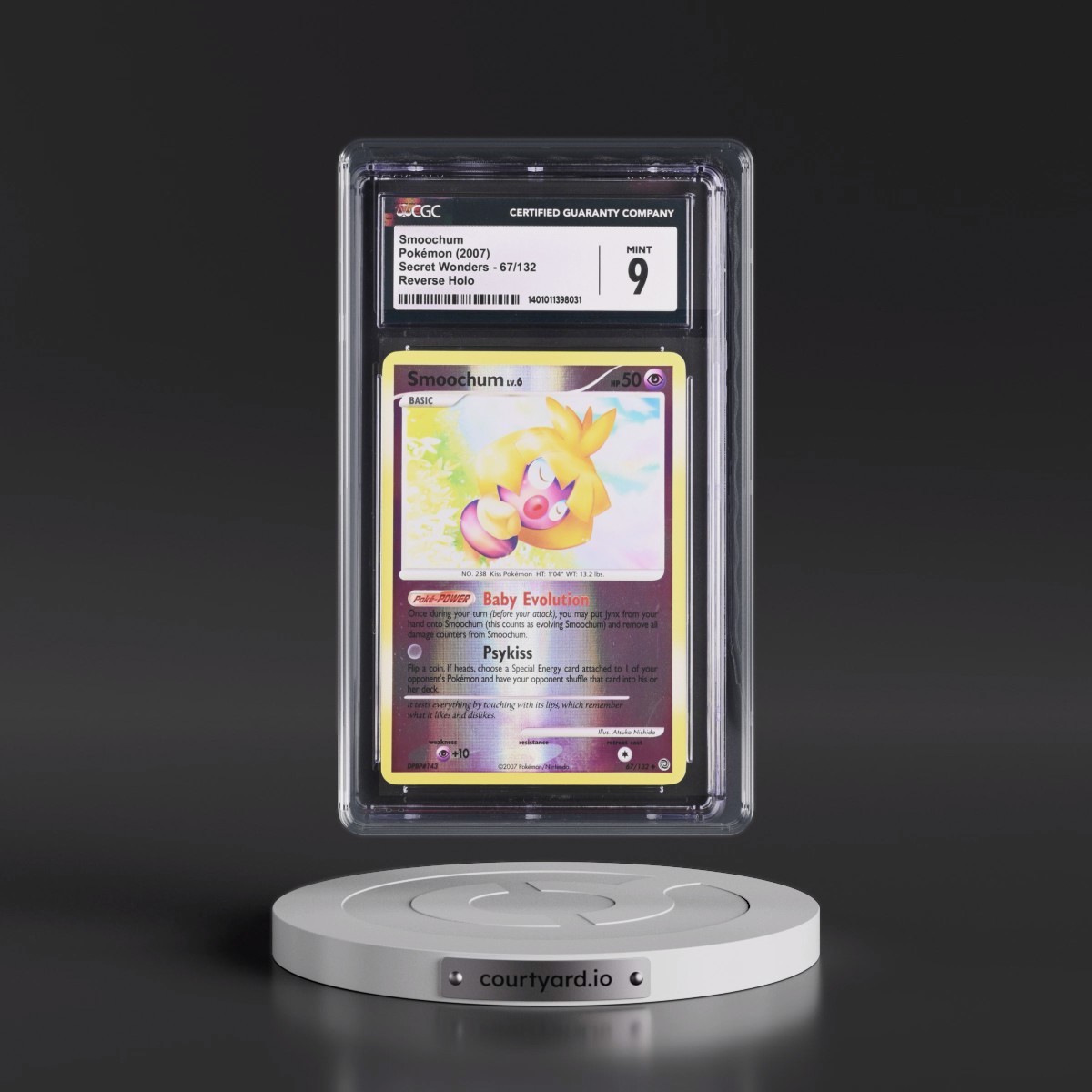 2007 Secret Wonders #67/132 Smoochum - Reverse Holo (CGC 9 MINT)