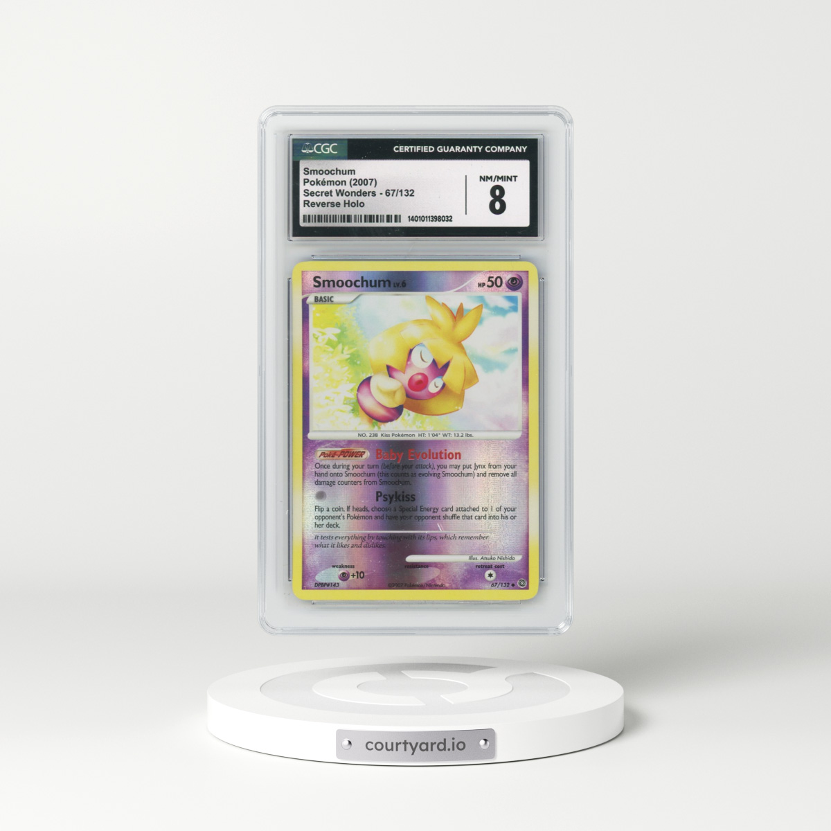 2007 Secret Wonders #67/132 Smoochum - Reverse Holo (CGC 8 NM-MT)