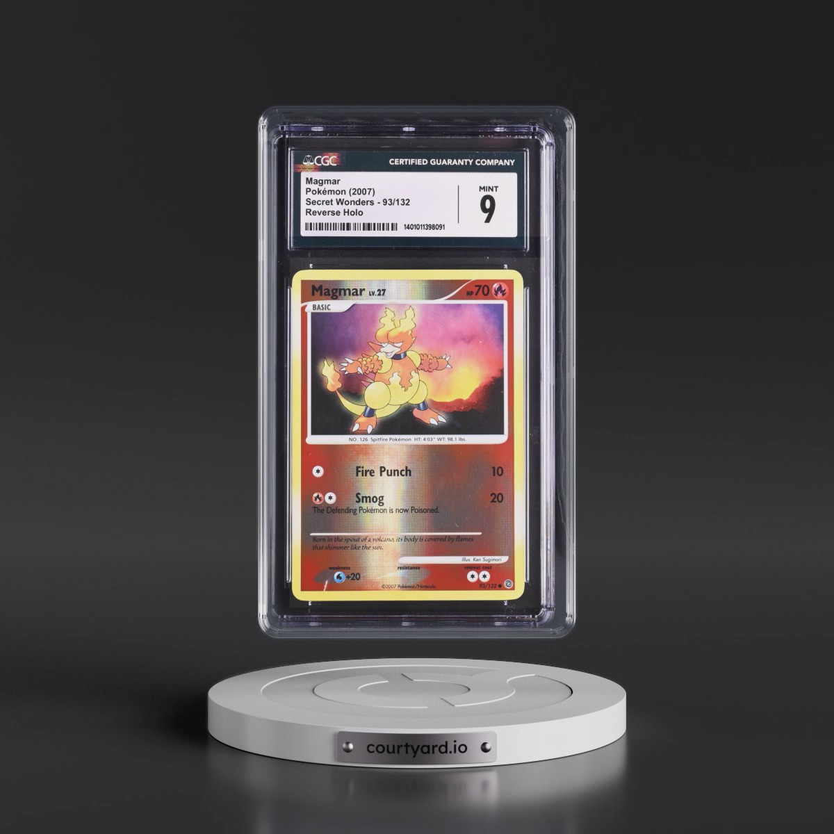 2007 Secret Wonders #93/132 Magmar - Reverse Holo (CGC 9 MINT)