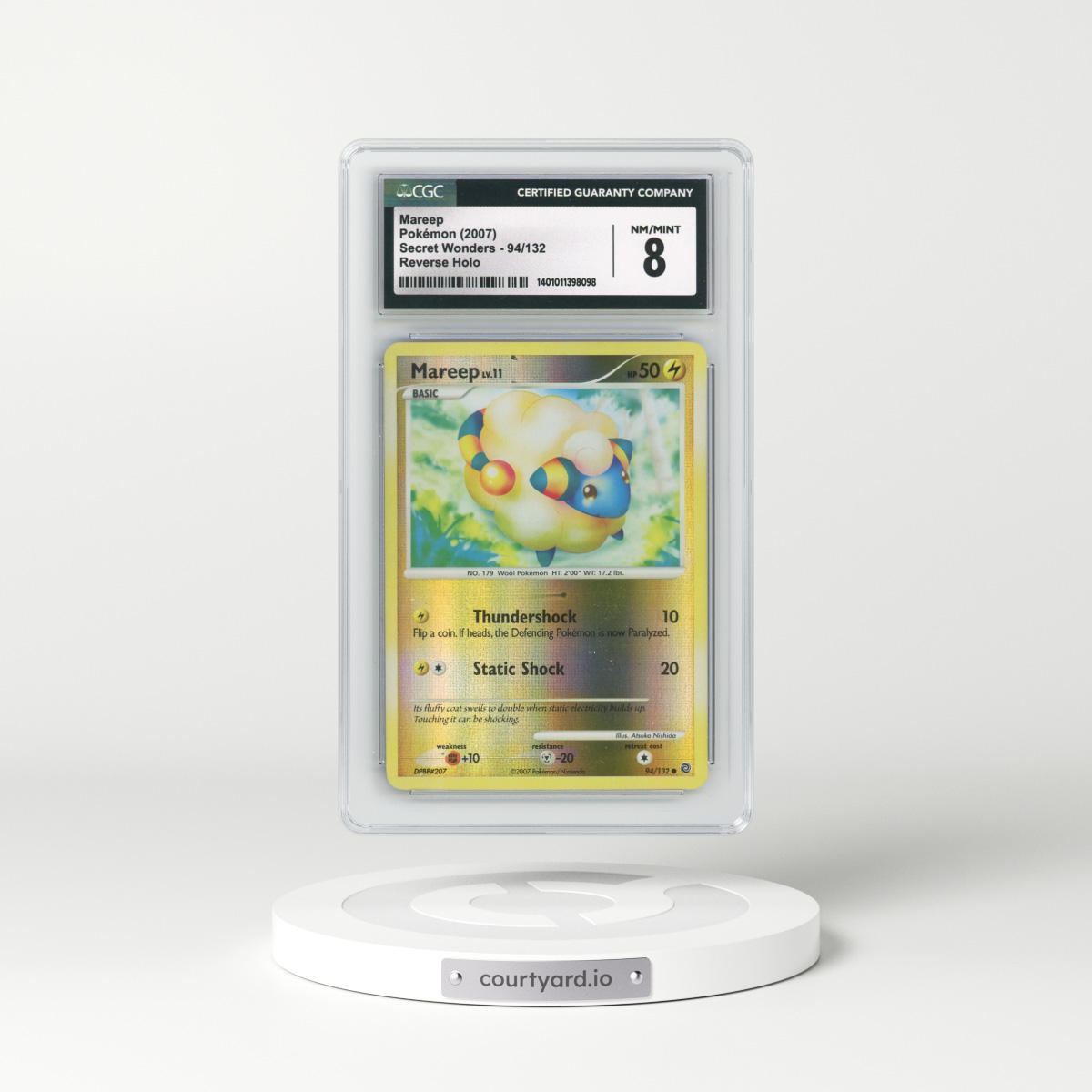 2007 Secret Wonders #94/132 Mareep - Reverse Holo (CGC 8 NM-MT)