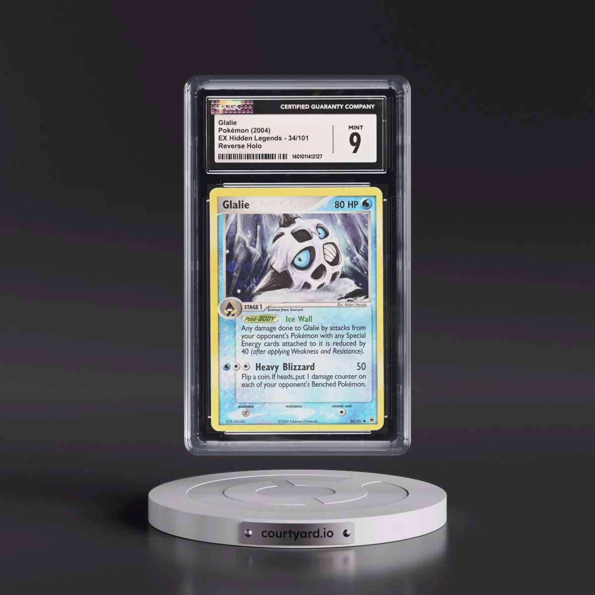 2004 EX Hidden Legends #34/101 Glalie - Reverse Holo (CGC 9 MINT)