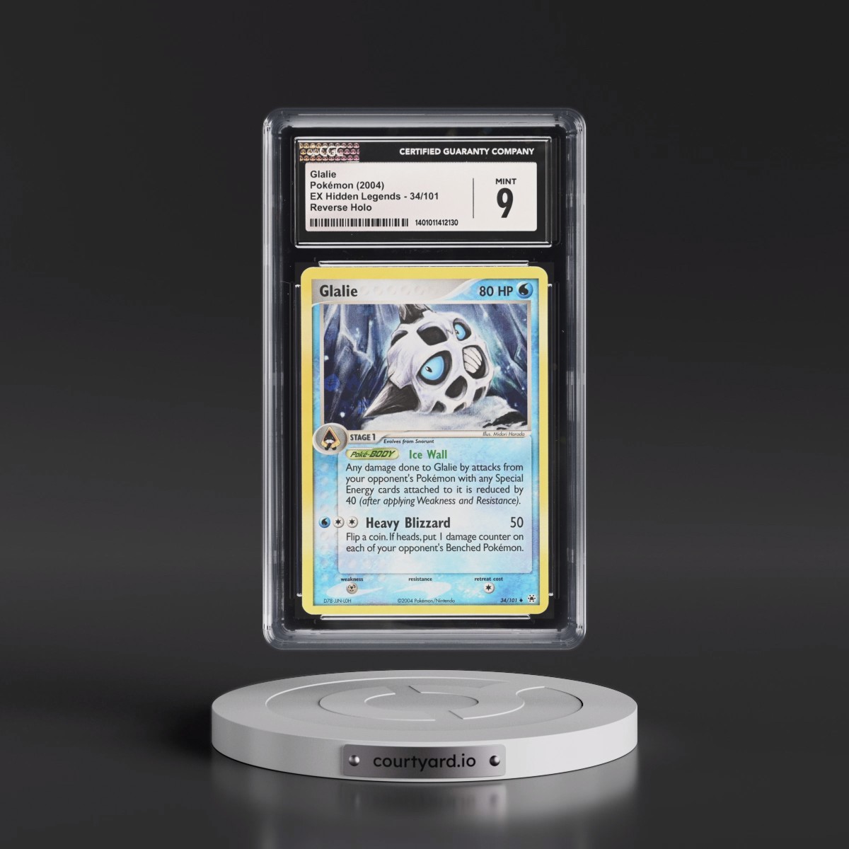 2004 EX Hidden Legends #34/101 Glalie - Reverse Holo (CGC 9 MINT)