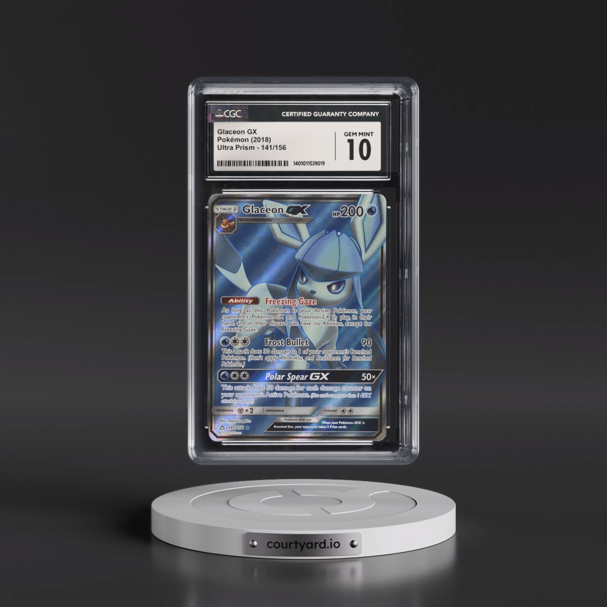 2018 Ultra Prism #141/156 Glaceon GX - Ultra Rare Holo (CGC 10 GEM MINT)