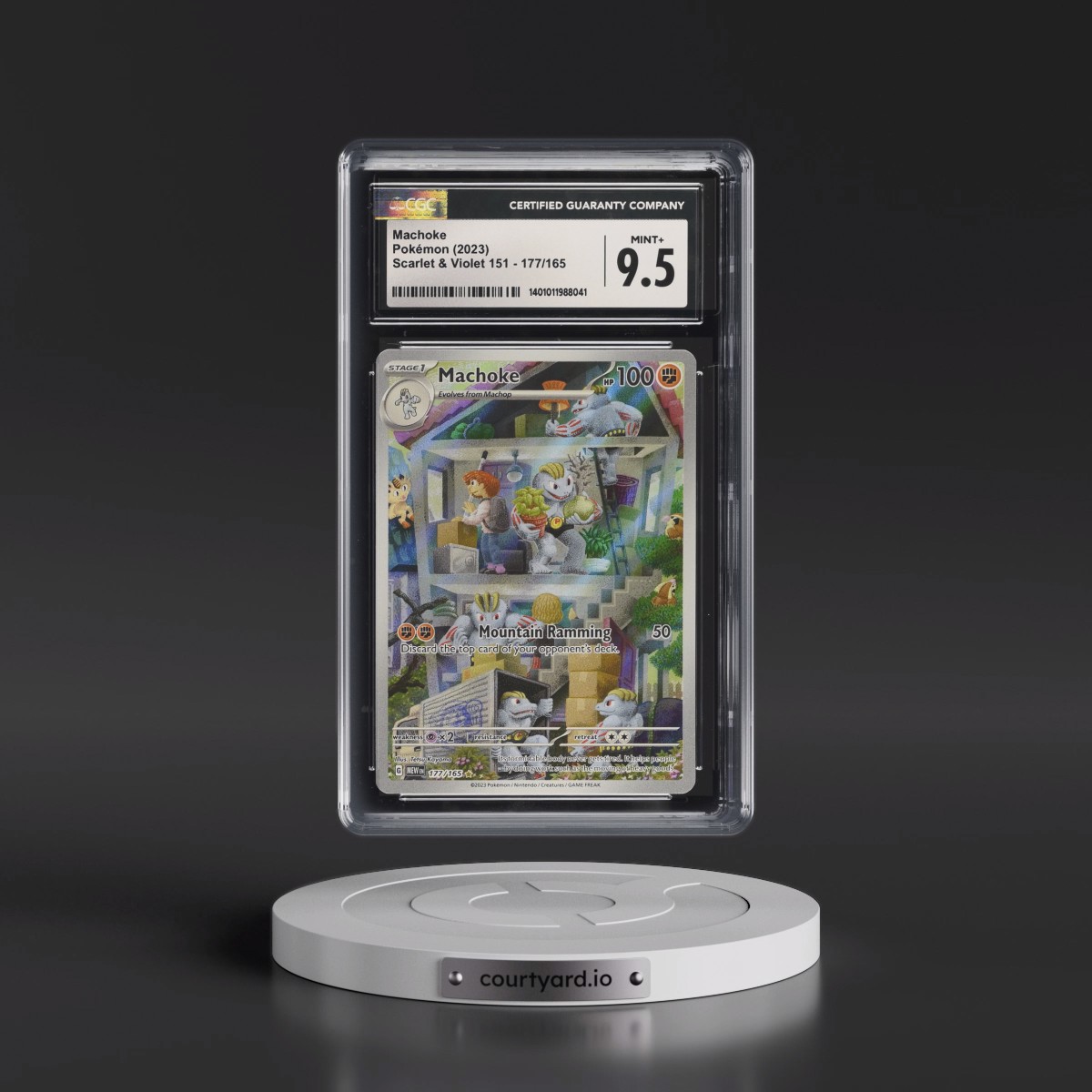 2023 Scarlet & Violet 151 - MEW EN #177/165 Machoke - Illustration Rare Holo (CGC 9.5 MINT+)