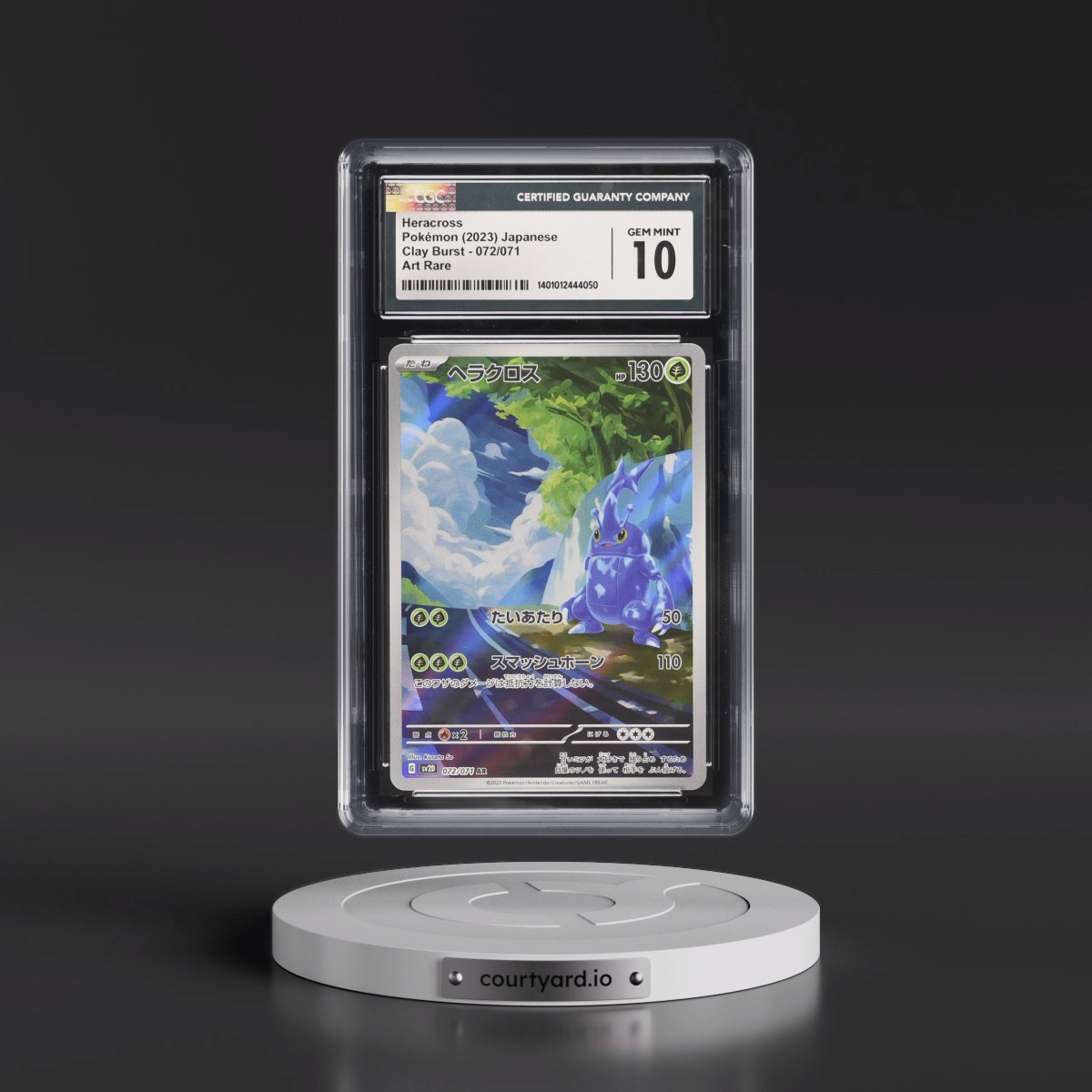 2023 Pokémon Sv2d-Clay Burst #072 Heracross - Art Rare (CGC 10 GEM MINT)
