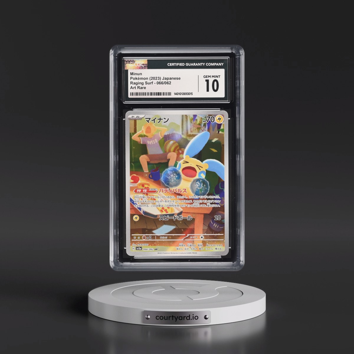 2023 Pokémon Sv3a-Raging Surf #066 Minun - Art Rare (CGC 10 GEM MINT)
