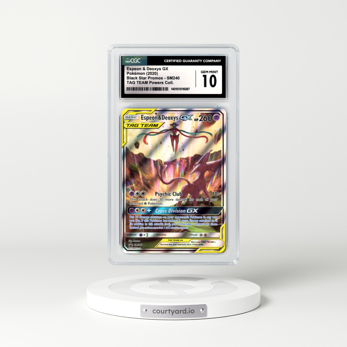 2020 Sun & Moon Promos #SM240 Espeon & Deoxys GX - Full Art Holo TAG TEAM Powers Collection (CGC 10 GEM MINT)