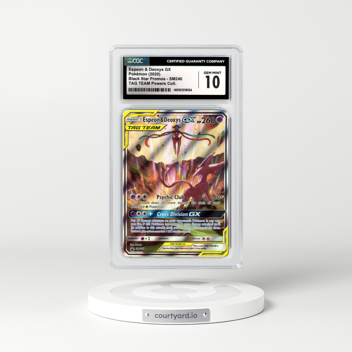 2020 Sun & Moon Promos #SM240 Espeon & Deoxys GX - Full Art Holo (CGC 10 GEM MINT)