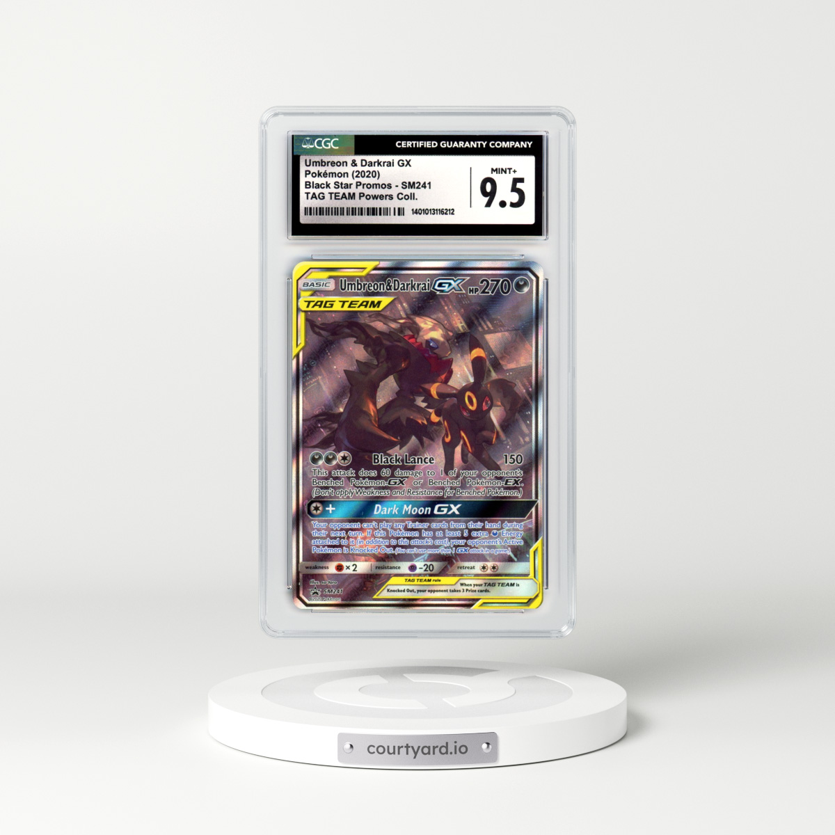 2020 Sun & Moon Promos #SM241 Umbreon & Darkrai GX - Full Art Holo (CGC 9.5 MINT+)