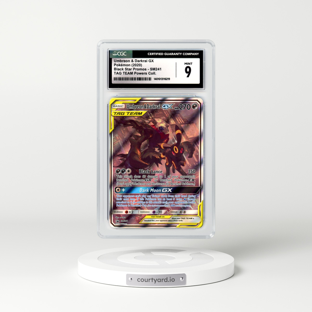 2016 Black Star Promos - Sun & Moon #SM241 Umbreon & Darkrai GX - Holo TAG TEAM Powers Collection (CGC 9 MINT)