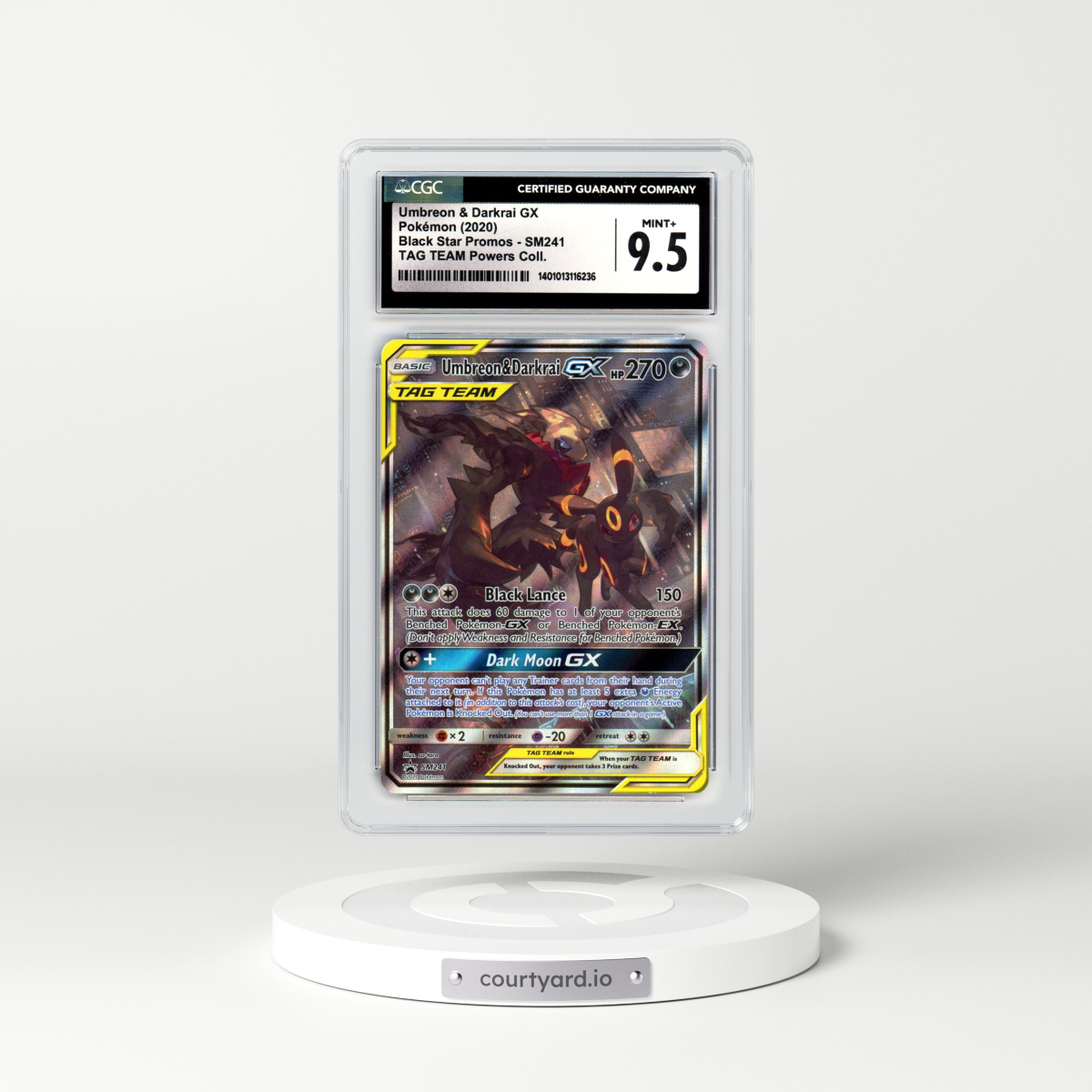 2020 Sun & Moon Promos #SM241 Umbreon & Darkrai GX - Full Art Holo (CGC 9.5 MINT+)