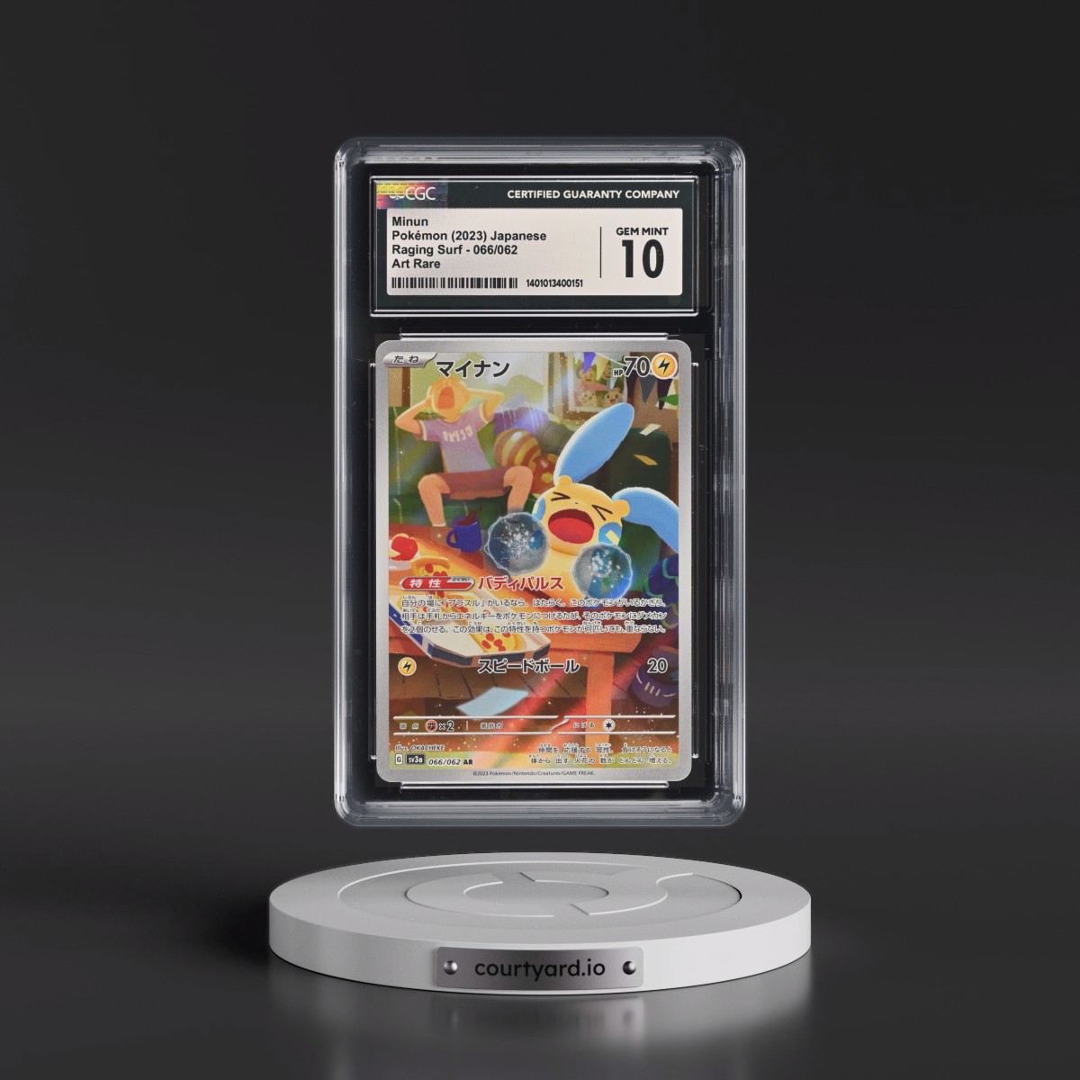 2023 Pokémon Sv3a-Raging Surf #066 Minun - Art Rare (CGC 10 GEM MINT)