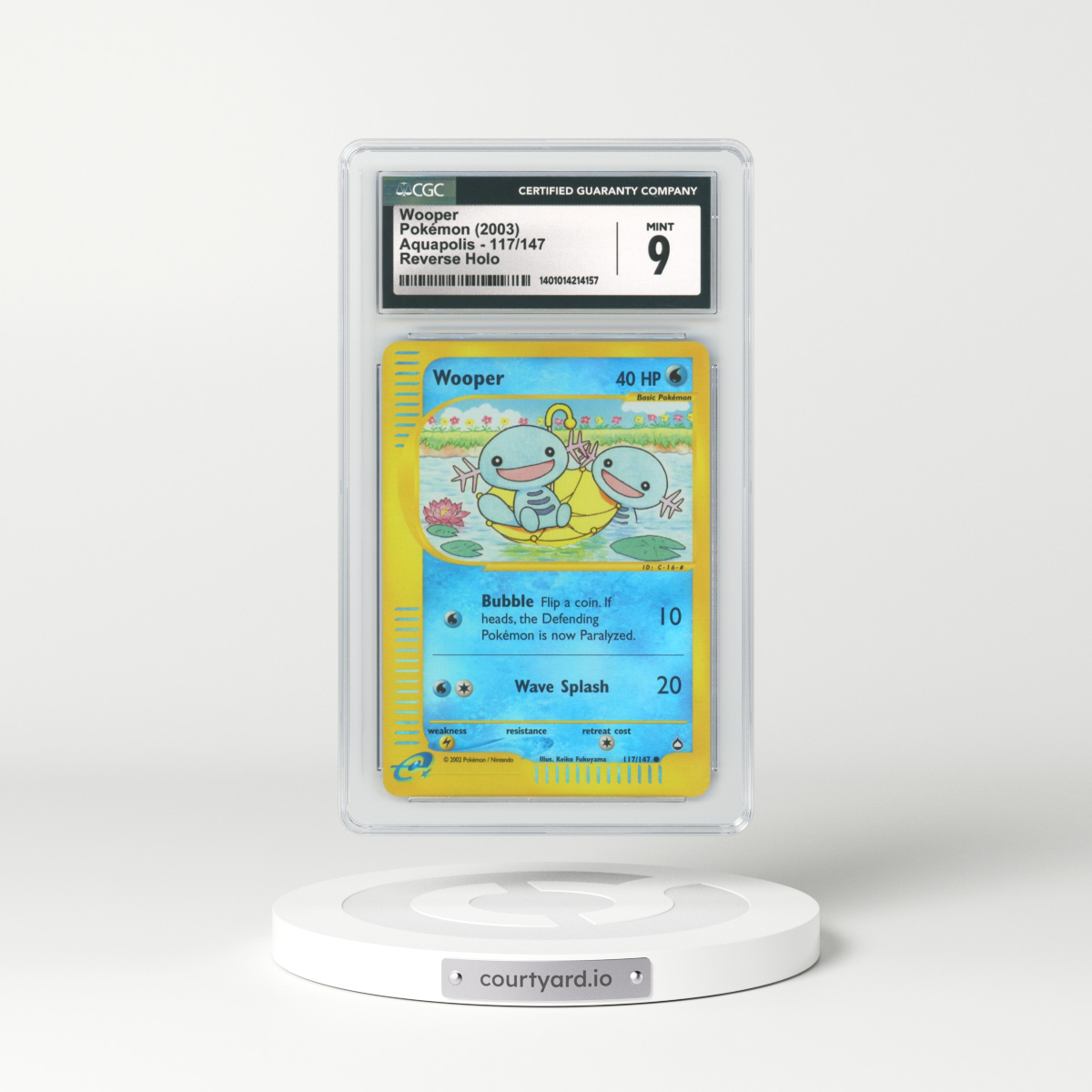 2003 Aquapolis #117 Wooper - Holo e-Card Symbol (CGC 9 MINT)