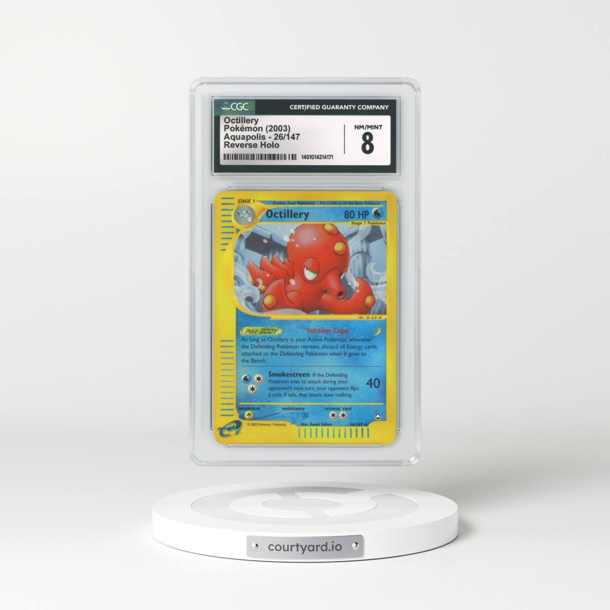 2003 Aquapolis #26 Octillery - Holo e-Card Symbol (CGC 8 NM-MT)