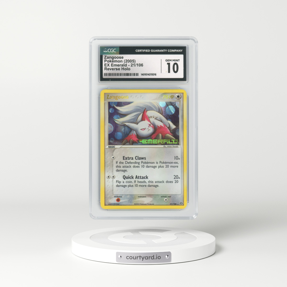 2005 EX Emerald #21 Zangoose - Holo (CGC 10 GEM MINT)