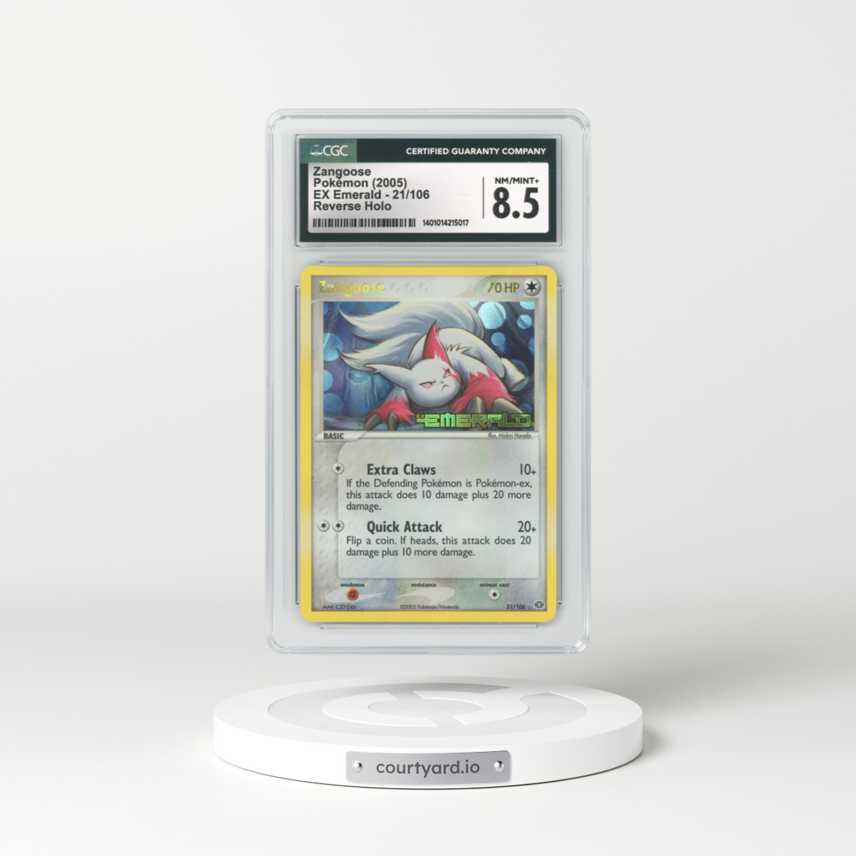 2005 EX Emerald #21 Zangoose - Holo (CGC 8.5 NM-MT+)