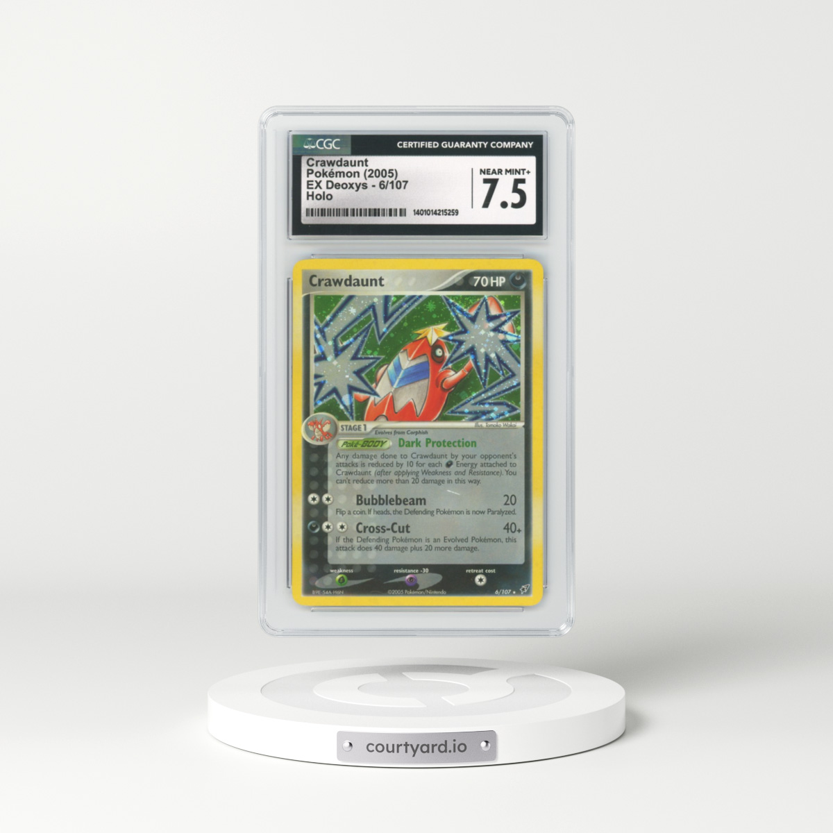 2005 EX Deoxys #6 Crawdaunt - Holo (CGC 7.5 NM+)