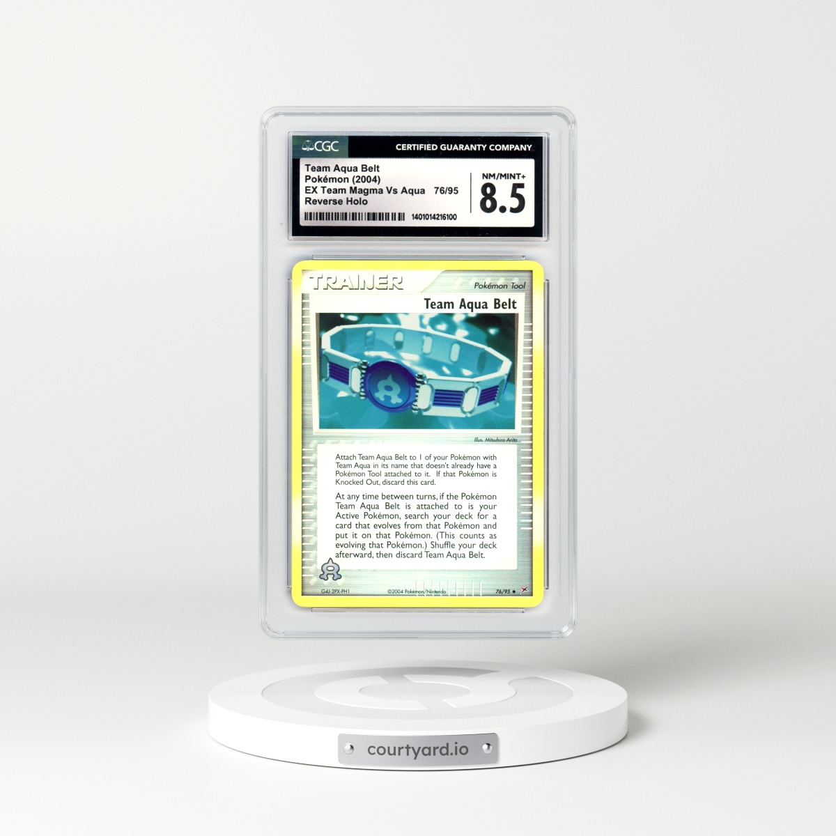 2004 EX Team Magma Vs Team Aqua #76 Team Aqua Belt - Holo (CGC 8.5 NM-MT+)