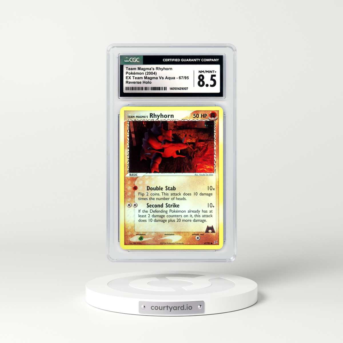 2004 EX Team Magma Vs Team Aqua #67 Team Magma's Rhyhorn - Holo (CGC 8.5 NM-MT+)