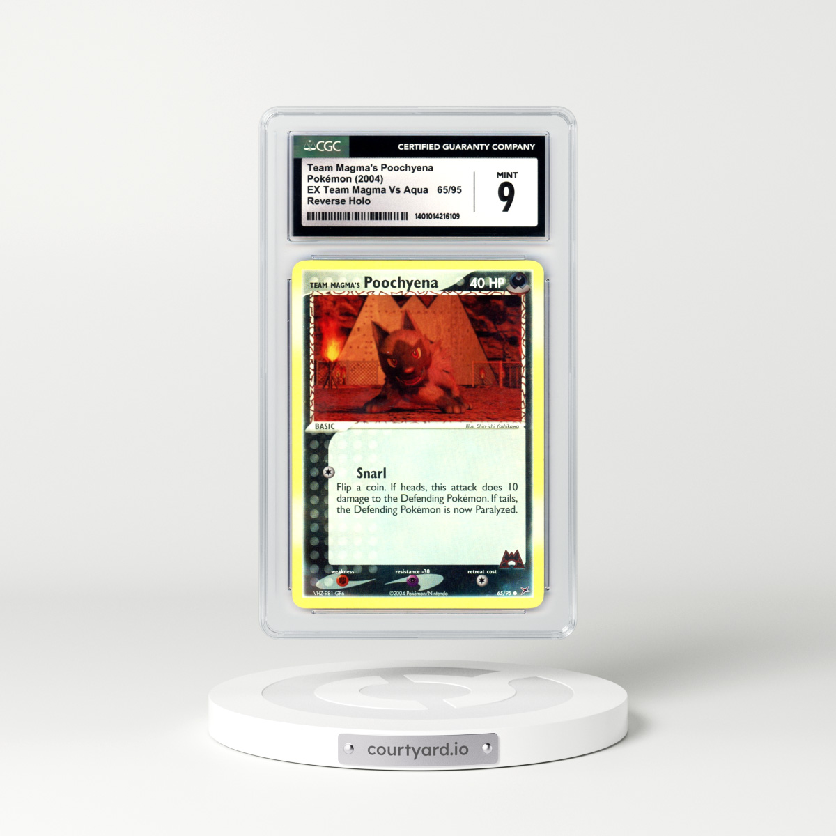 2004 EX Team Magma Vs Team Aqua #65 Team Magma's Poochyena - Holo (CGC 9 MINT)