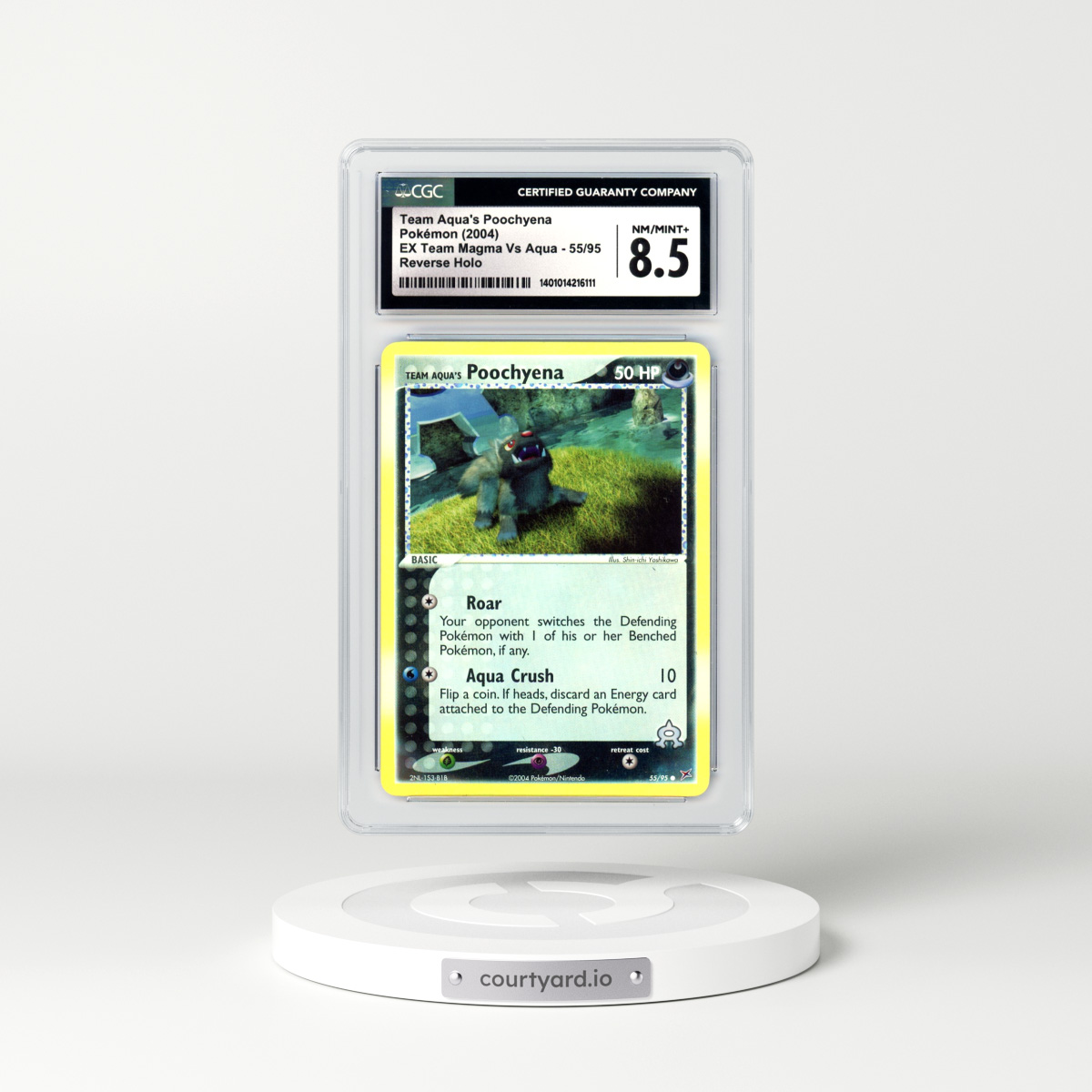 2004 EX Team Magma Vs Team Aqua #55 Team Aqua's Poochyena - Holo (CGC 8.5 NM-MT+)