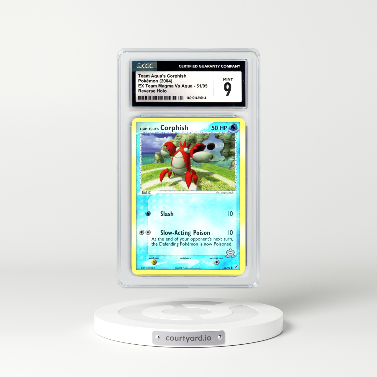 2004 EX Team Magma Vs Team Aqua #51 Team Aqua's Corphish - Holo (CGC 9 MINT)