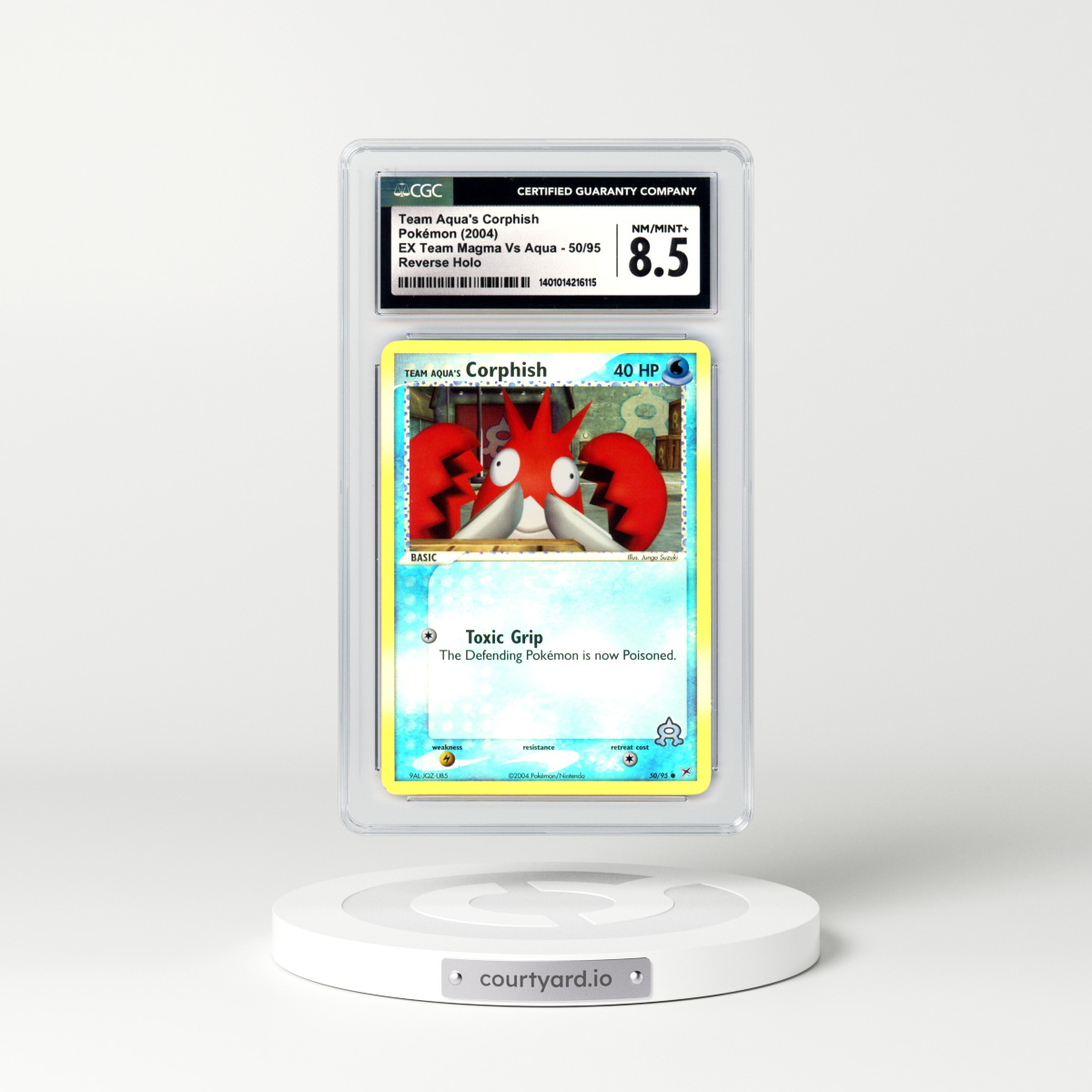 2004 EX Team Magma Vs Team Aqua #50 Team Aqua's Corphish - Holo (CGC 8.5 NM-MT+)
