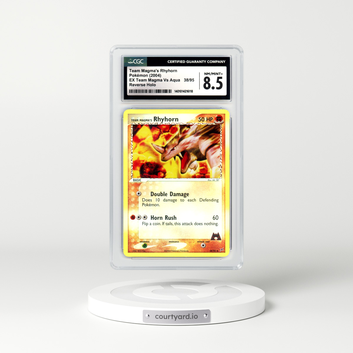 2004 EX Team Magma Vs Team Aqua #38 Team Magma's Rhyhorn - Holo (CGC 8.5 NM-MT+)