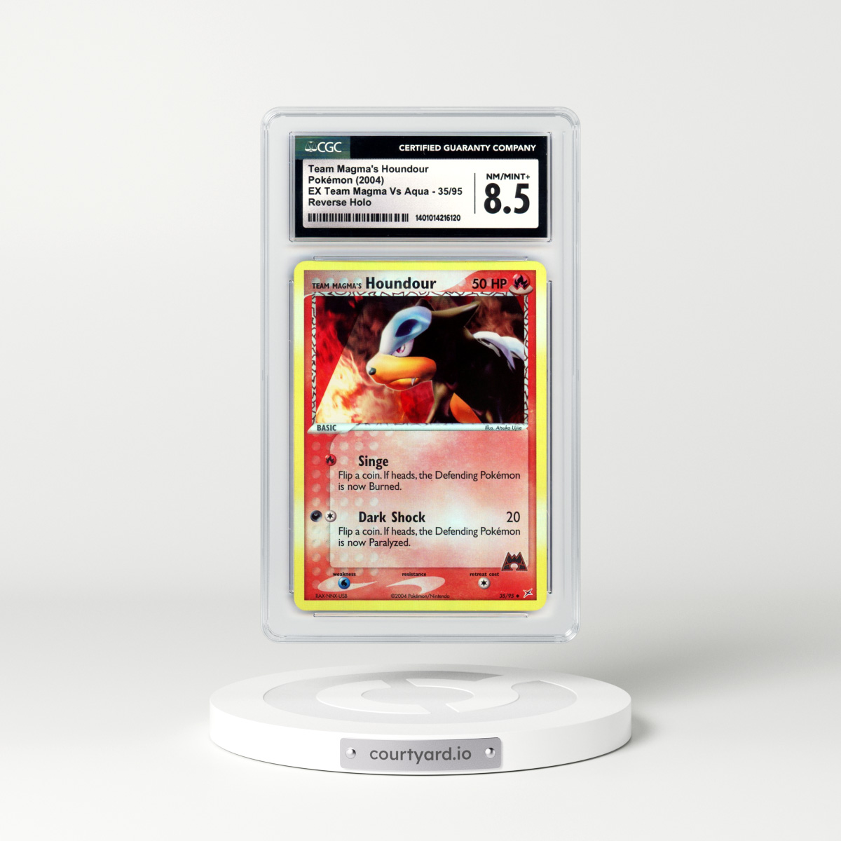 2004 EX Team Magma Vs Team Aqua #35 Team Magma's Houndour - Holo (CGC 8.5 NM-MT+)
