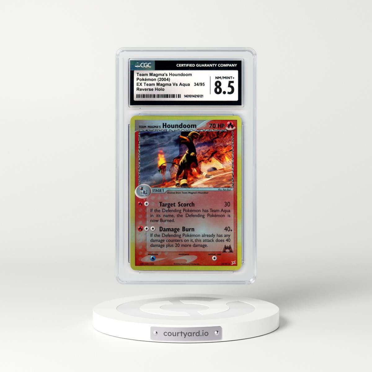 2004 EX Team Magma Vs Team Aqua #34 Team Magma's Houndoom - Holo (CGC 8.5 NM-MT+)