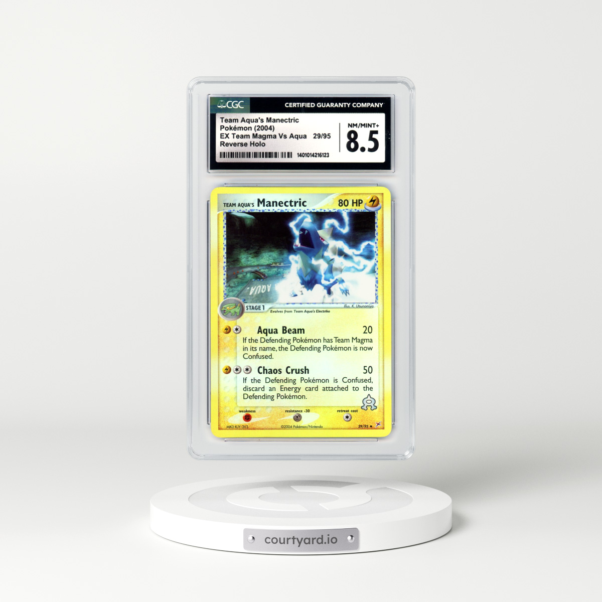 2004 EX Team Magma Vs Team Aqua #29 Team Aqua's Manectric - Holo (CGC 8.5 NM-MT+)