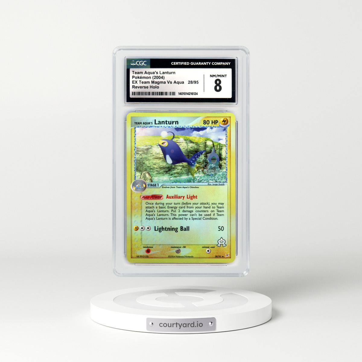 2004 EX Team Magma Vs Team Aqua #28 Team Aqua's Lanturn - Holo (CGC 8 NM-MT)