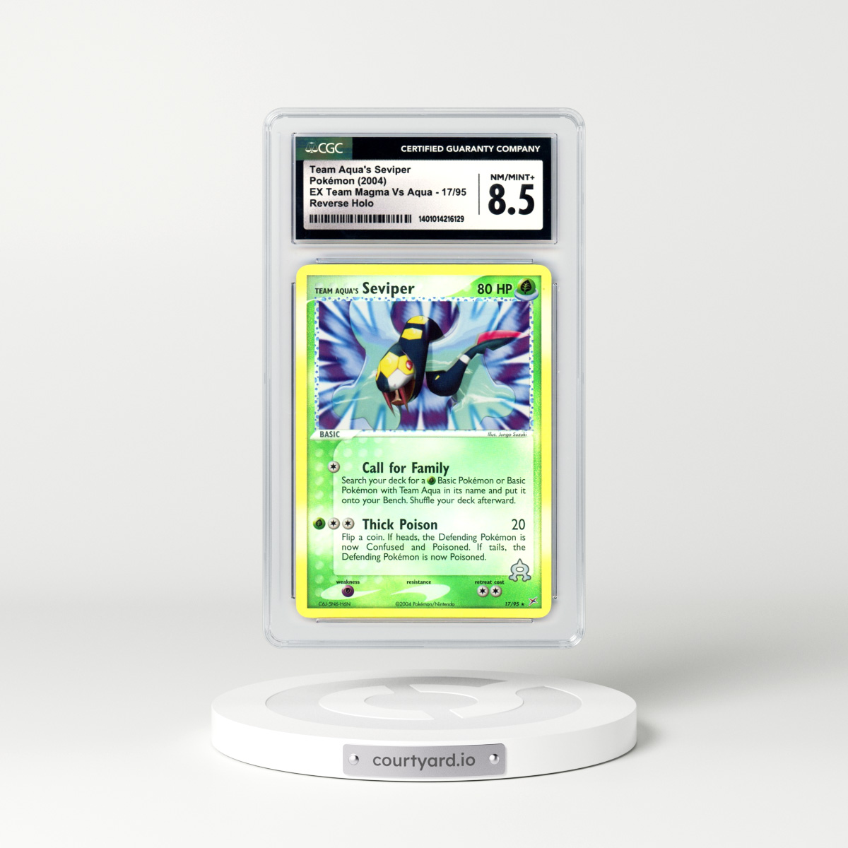 2004 EX Team Magma Vs Team Aqua #17 Team Aqua's Seviper - Holo (CGC 8.5 NM-MT+)