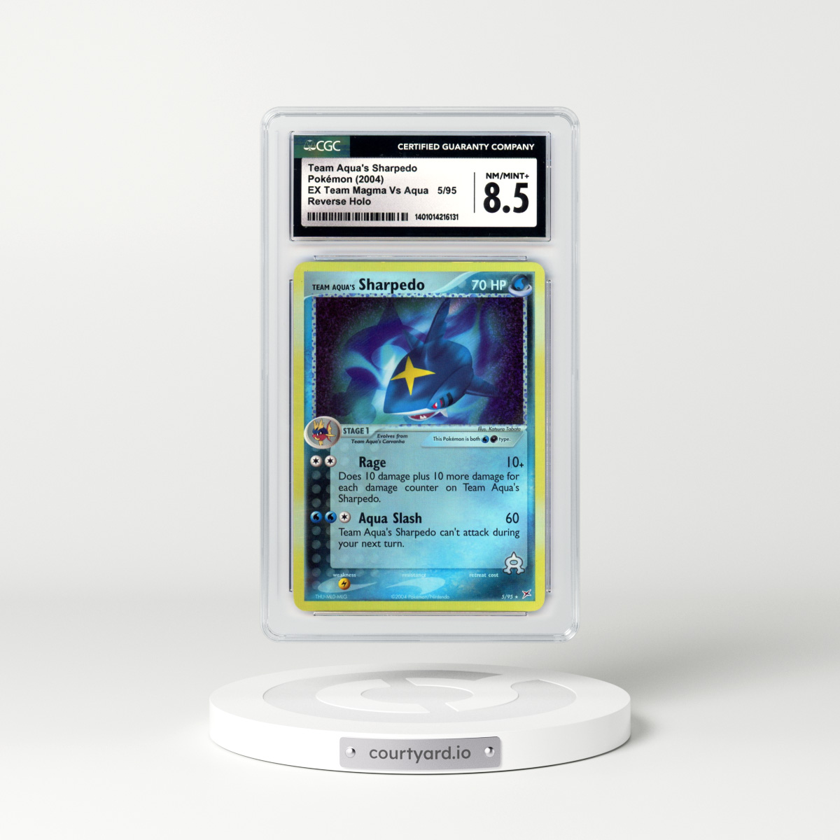 2004 EX Team Magma Vs Team Aqua #5 Team Aqua's Sharpedo - Holo (CGC 8.5 NM-MT+)