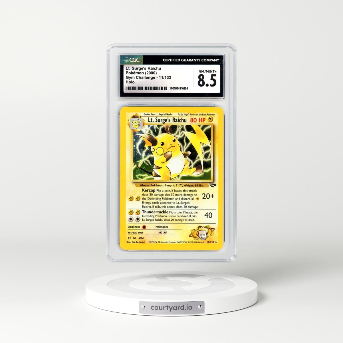 2000 Gym Challenge #11 Lt. Surge's Raichu - Holo (CGC 8.5 NM-MT+)