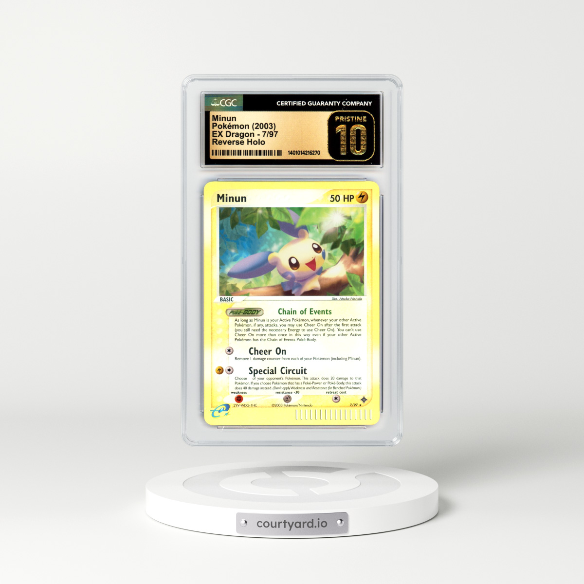 2003 EX Dragon #7 Minun - Holo e-Card Symbol (CGC 10 PRISTINE)