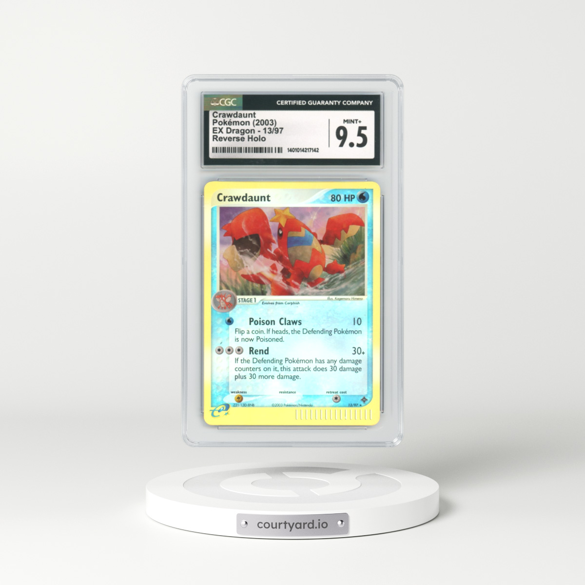 2003 EX Dragon #13 Crawdaunt - Holo e-Card Symbol (CGC 9.5 MINT+)