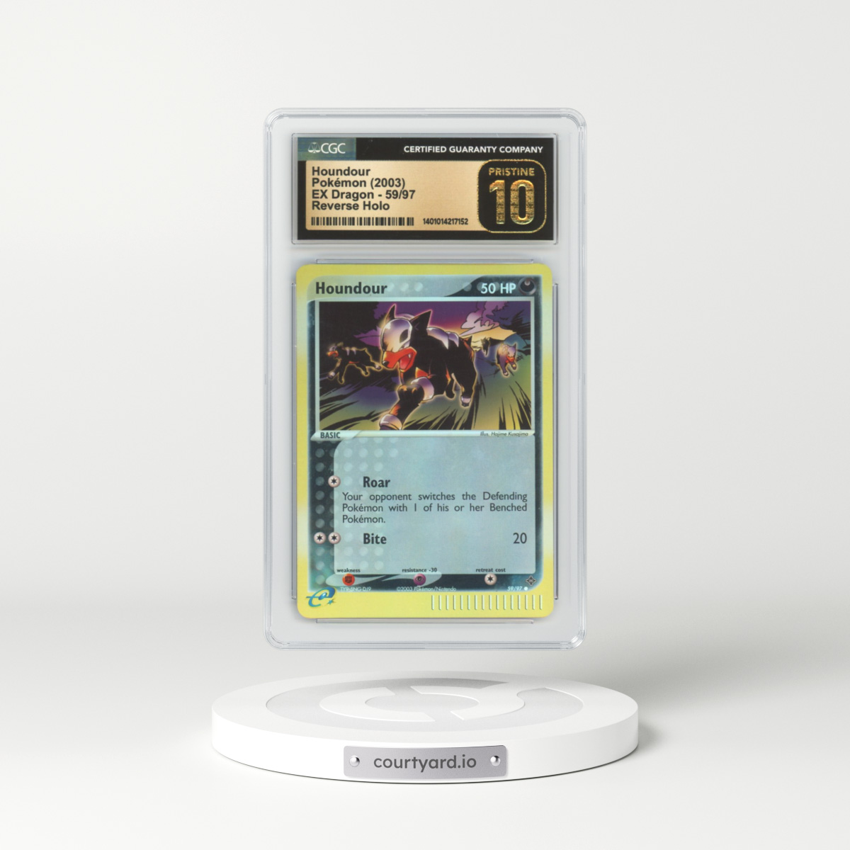 2003 EX Dragon #59 Houndour - Holo e-Card Symbol (CGC 10 PRISTINE)