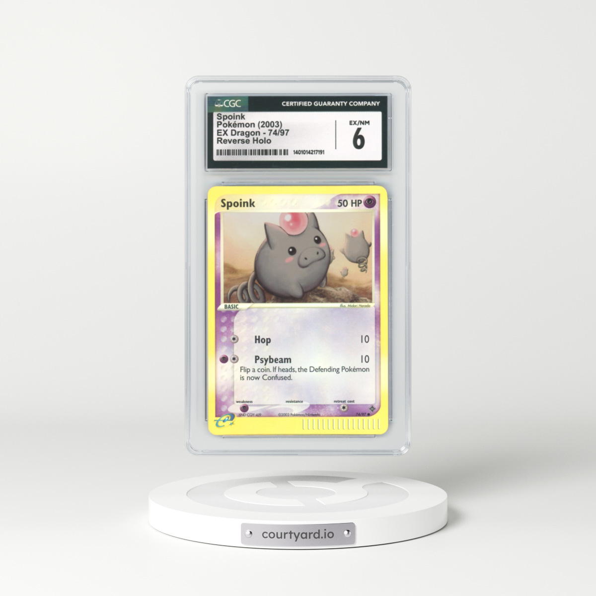 2003 EX Dragon #74 Spoink - Holo e-Card Symbol (CGC 6 EX-NM)